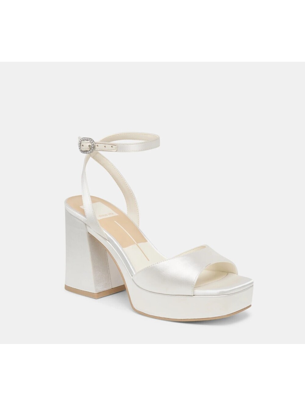 Dolce Vita Womens Shoes Felicia Ankle-Strap Tw White Satin 8.5M